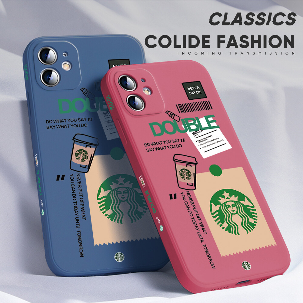 Ốp Hontinga Cho Samsung Galaxy A30 A20 Ốp Starbucks Label Ốp Họa Tiết Cạnh Silicon Mềm Mại Dạng Lỏng Hình Vuông Bên Cạnh Ốp Bảo Vệ Toàn Bộ Camera Ốp Lưng Ốp Điện Thoại, Ốp Mềm Cho Bé Trai Bé Gái