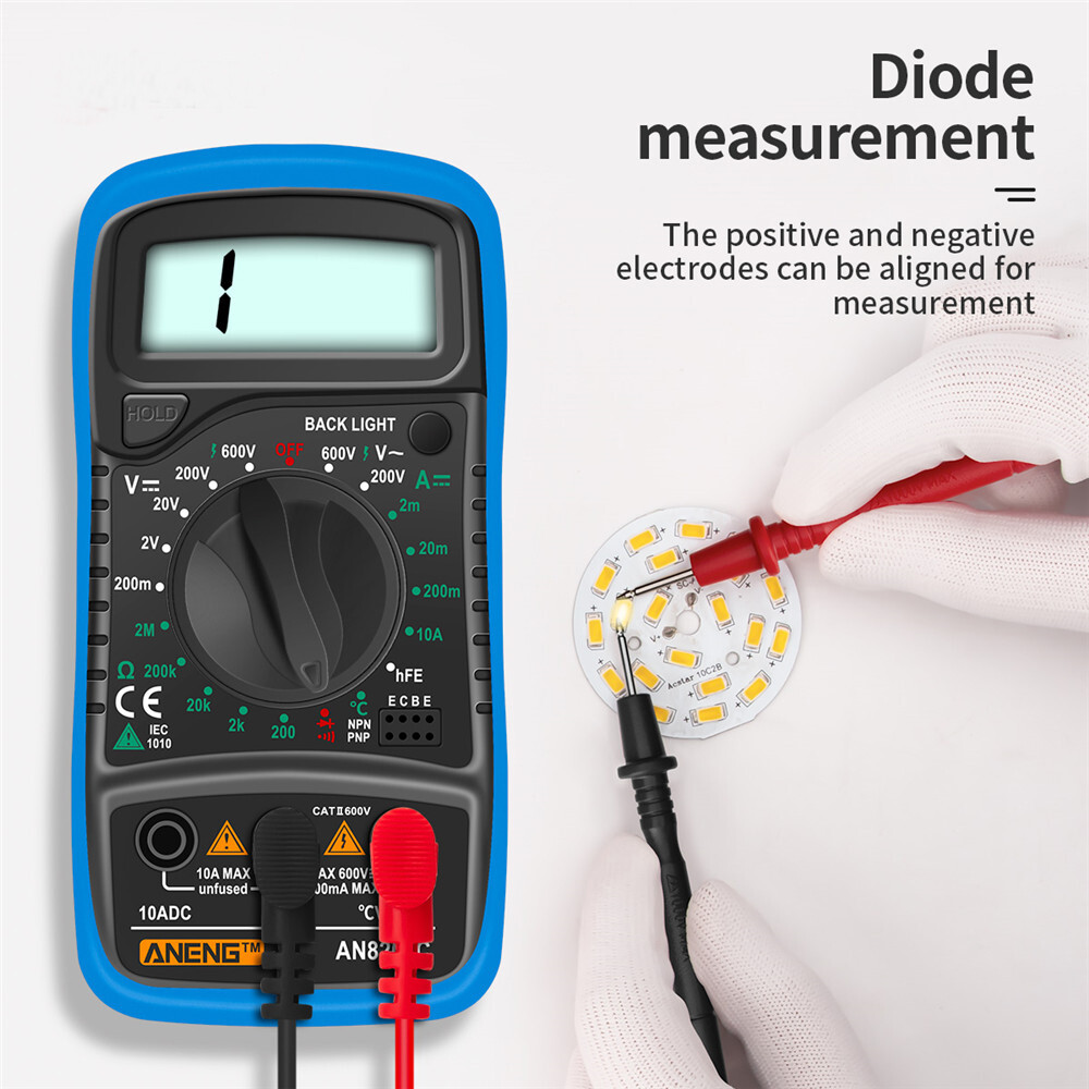 diymore AN8205C Đồng Hồ Vạn Năng Kỹ Thuật Số Ampe Kế AC/DC Đồng Hồ Đo Vôn Ohm Đồng Hồ Vạn Năng Với Cặp Nhiệt Điện Đèn Nền LCD Cầm Tay