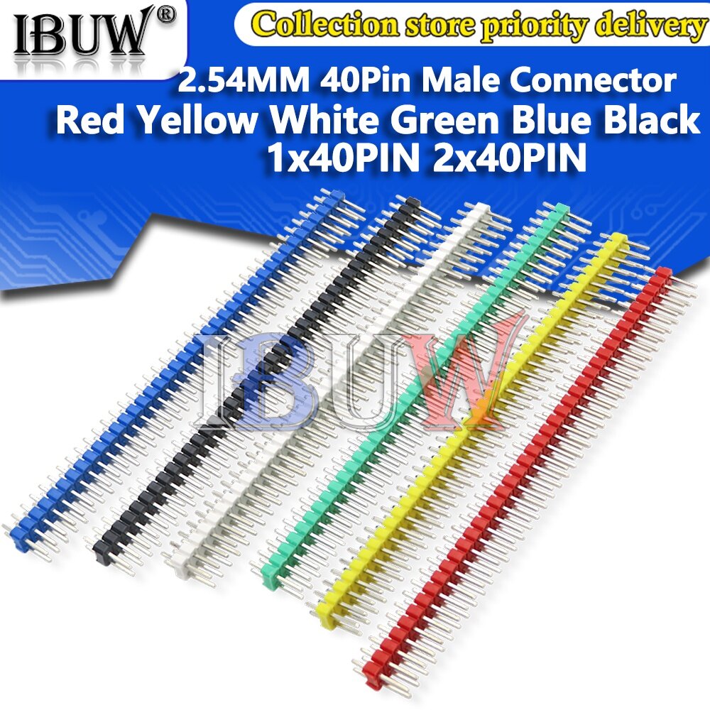 10pcs 2.54mm 40pin 1x40p 2x40p male pin header strip single row male breakable pin header connector strip for arduino red black