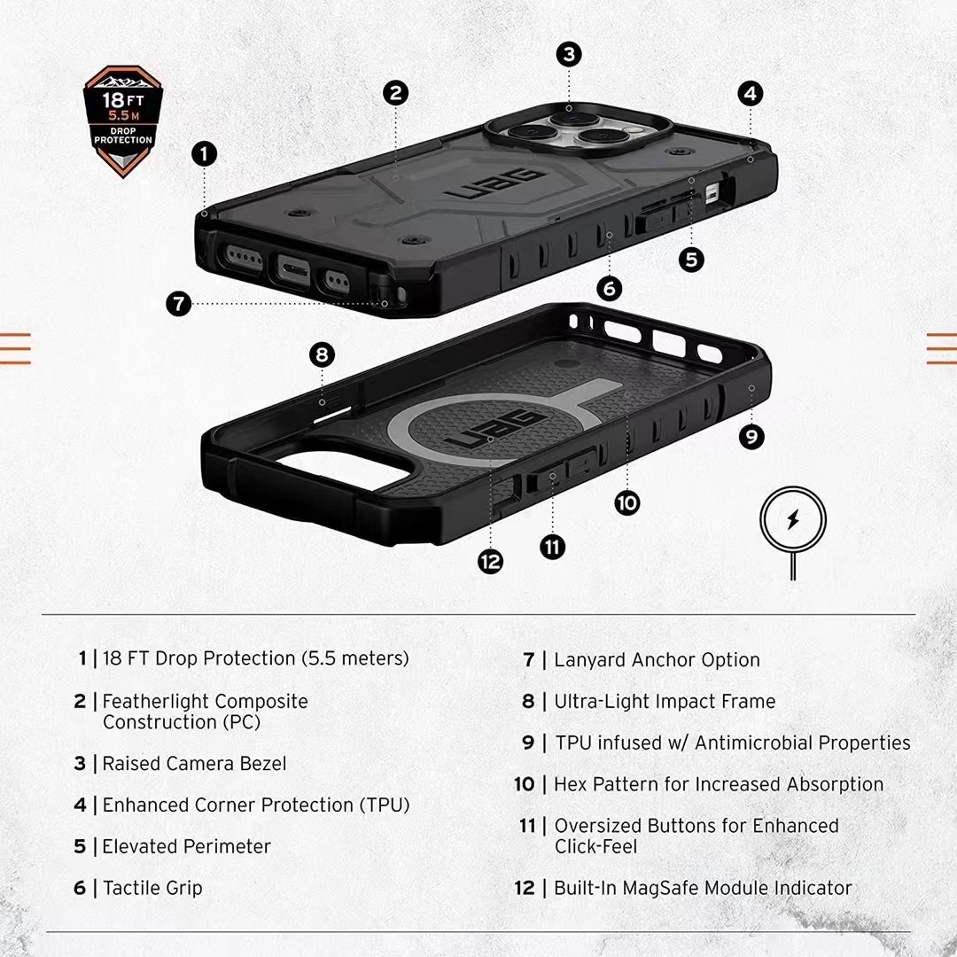 UAG With magsafe Shatter-resistant Case Cover For iphone 15 pro max 14 pro max iPhone 13 pro max 12 pro max Pathfinder with Feather-Light Rugged Military Drop Tested iPhone Casing