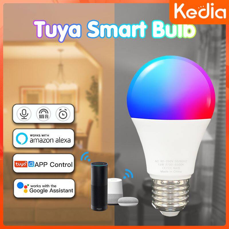 Kedia TUYA Bóng Đèn LED E27 RGBCW WiFi Thông Minh 9/15Watts Bóng Đèn Alexa Bóng Đèn Ma Thuật Điều Chỉnh Độ Sáng Yandex Alice 100-240V Gia Đình Điều Khiển Bằng Giọng Nói