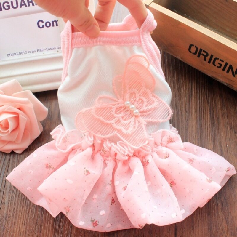 Đầm Cho Chó DY Loving Váy Tutu Công Chúa Thêu Hoa 3D Phong Cách Hàn Quốc Với Đầm Vải Bông Thoáng Khí Mùa Hè Ngọc Trai Dành Cho Chó Cái
