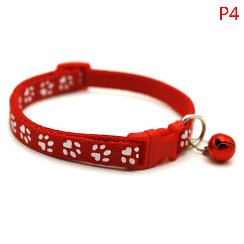 Yuanhesheng Cute Paw Print Adjustable Bell Pets Collar Cats Collar Small Dog Kitten Puppy