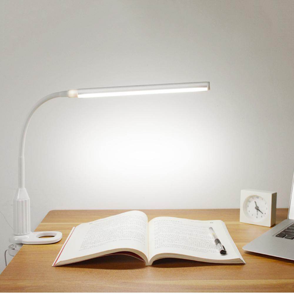 5W 24 LEDs Eye Protection Clamp Clip Light Table Lamp Stepless Dimmable Bendable USB Powered Touch Sensor Control Brightness Adjustable Flexible Lamp Desk Reading Working Studying