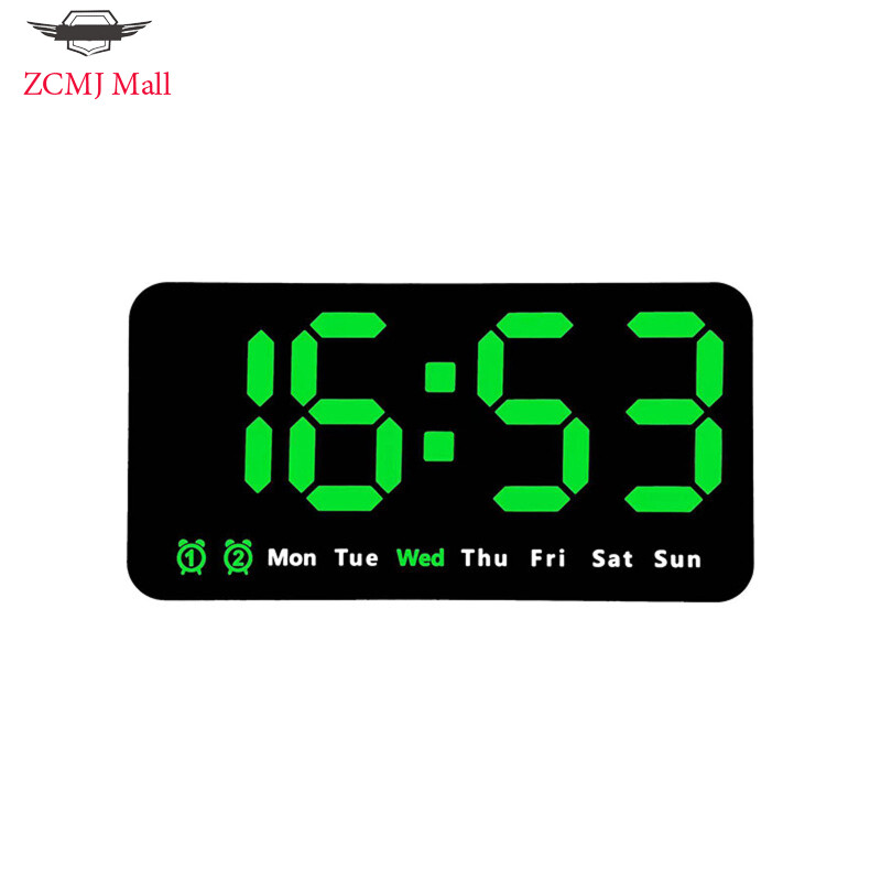 ZCMJ Mall LED Digital Wall Clock With 2 Alarm Large Display Alarm Clock For Living Room Office Classroom Gym Shop Decor