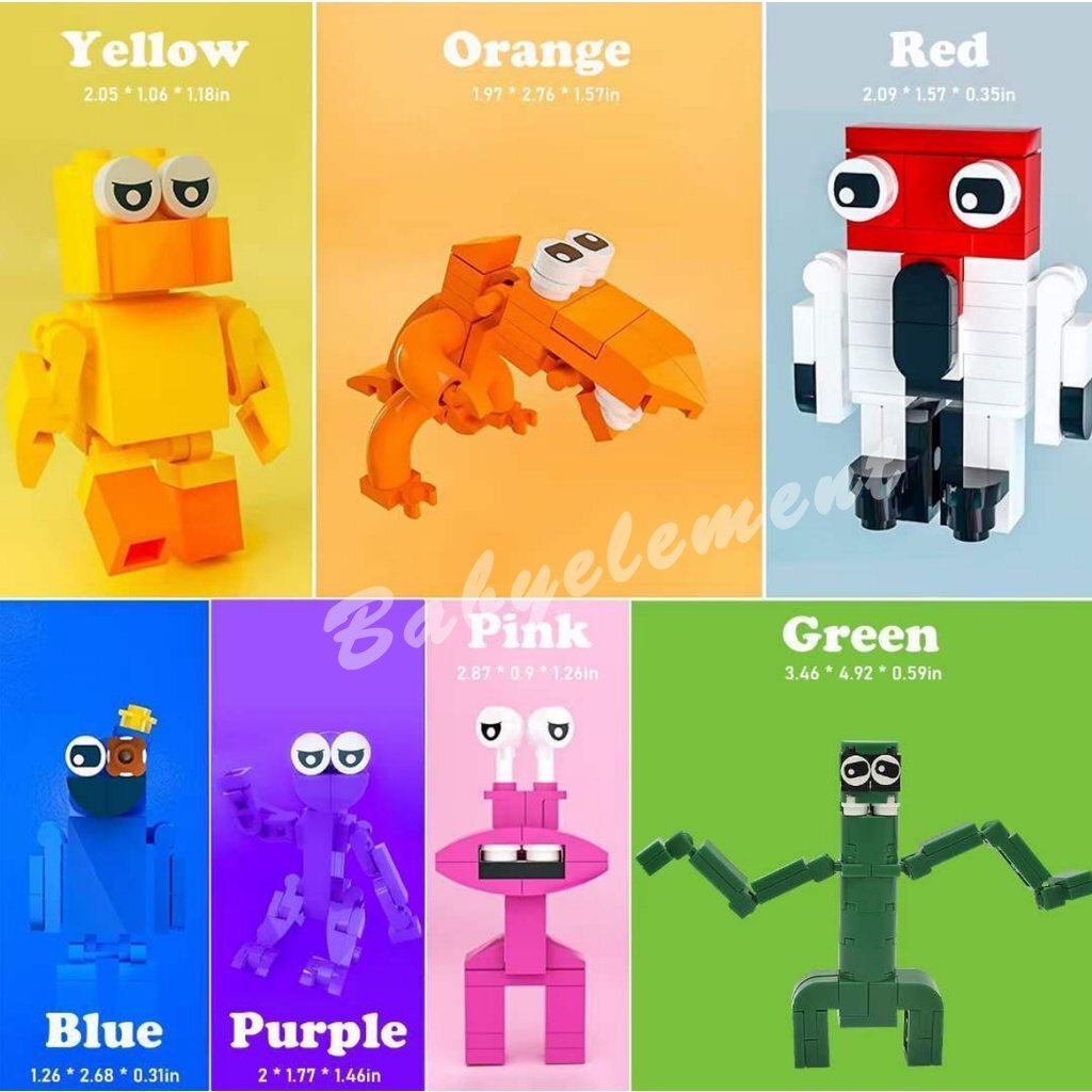 Creativity Rainbow Friends KB300 Building Blocks Doll 7IN1 Blue Green  Orange Purple Red Game Scene Kid DIY Puzzle assembly Gifts Toys