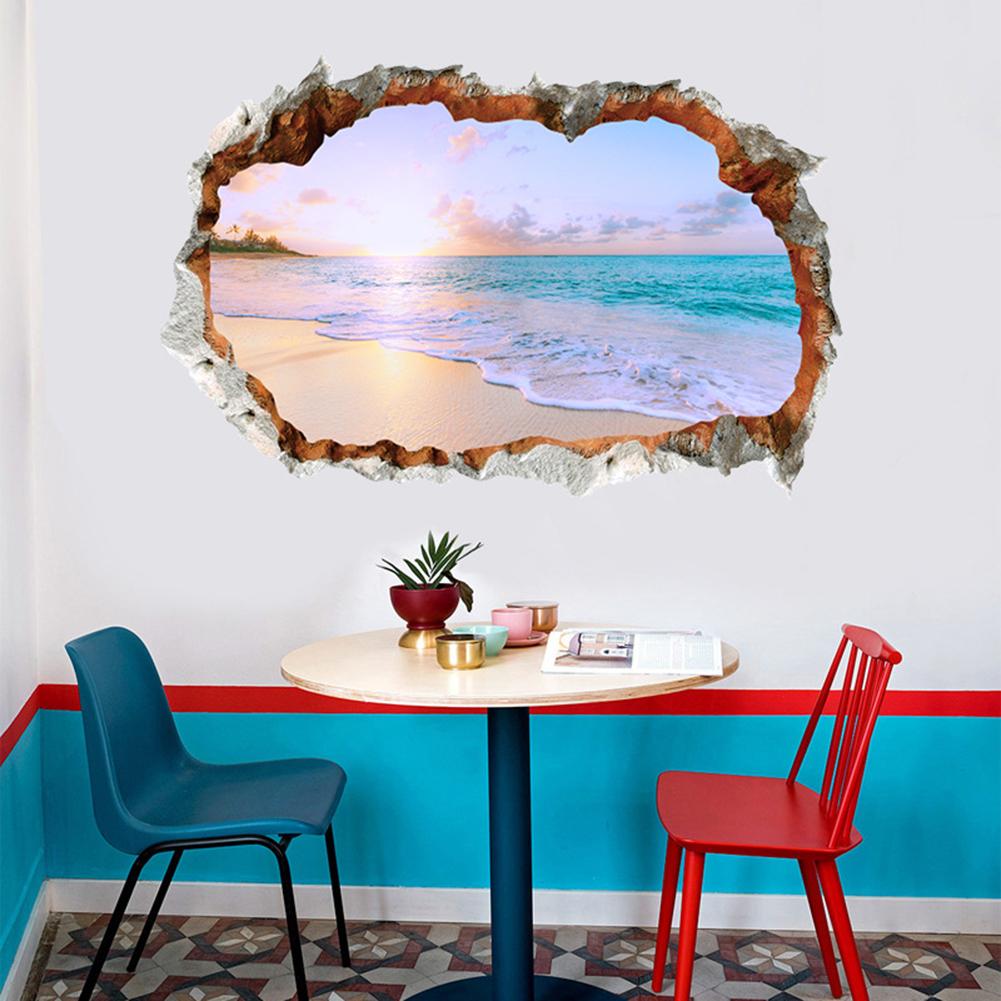 Miếng dán 3D trang trí tường in hình kiểu biển - intl