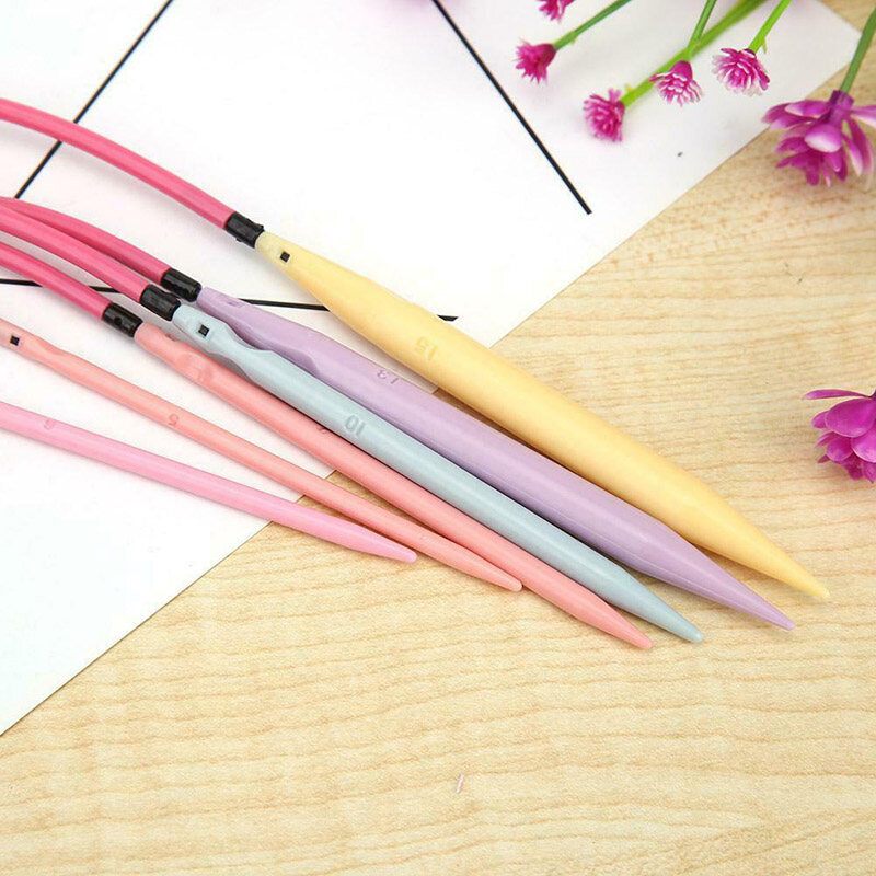 BOKALI 10 Pairs Plastic Change Head Circular Knitting Needle Set Scarfs Weaving Tools
