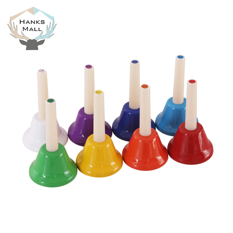 [HANKS] 8 Pcs Handbell กระดิ่งมือ8-Note ห้องครัวที่มีสีสัน Instruments เด็กของเล่นเครื่องดนตรีของเด็กเครื่องกระทบ