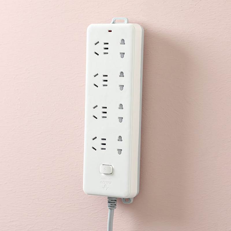 Houseeker Wall-Mounted Sticker Plug-in Board Home Self-Adhesive Socket Fixer Cable Wire Organizer Power Strip Holder Socket Holder
