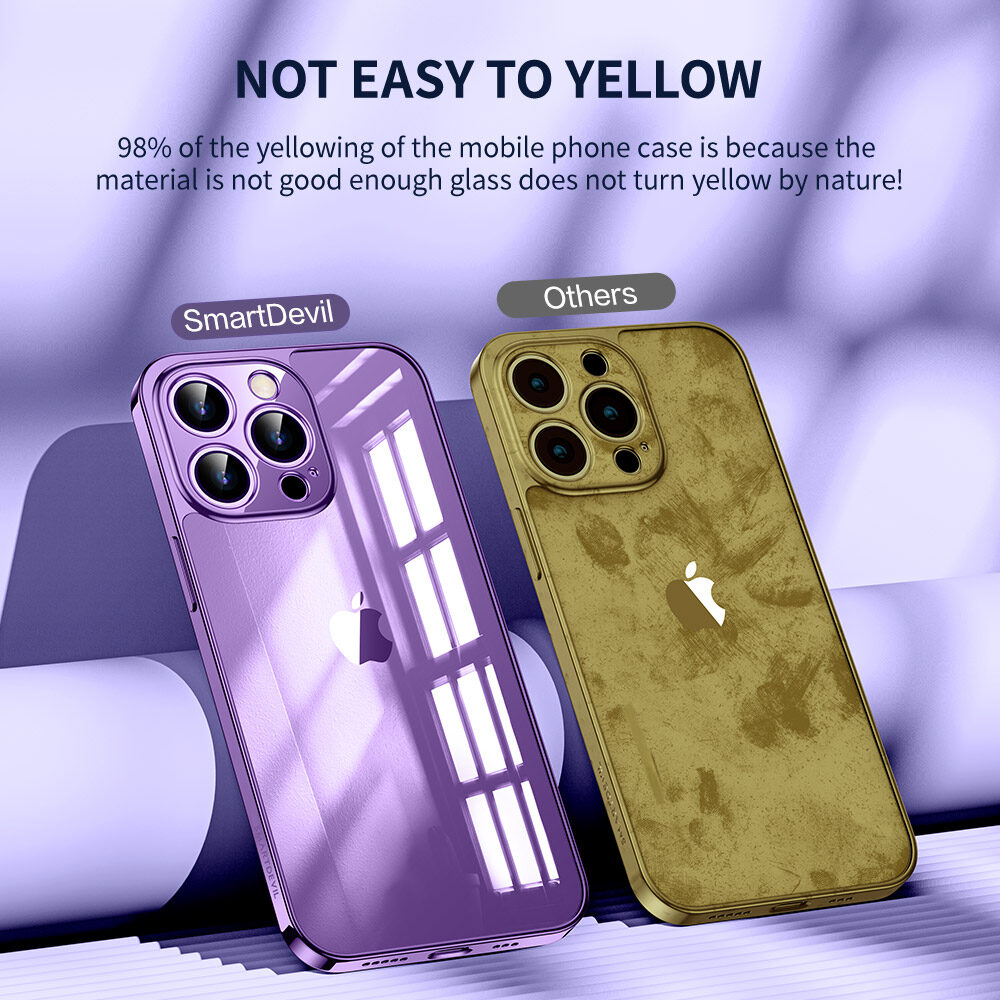 SmartDevil Plating Glass Phone Case for iPhone 14 Pro max Case iPhone 14 Pro Case iPhone 14 Plus 14 Case Soft edge Glass Case Anti Fingerprint Protect From Scraping