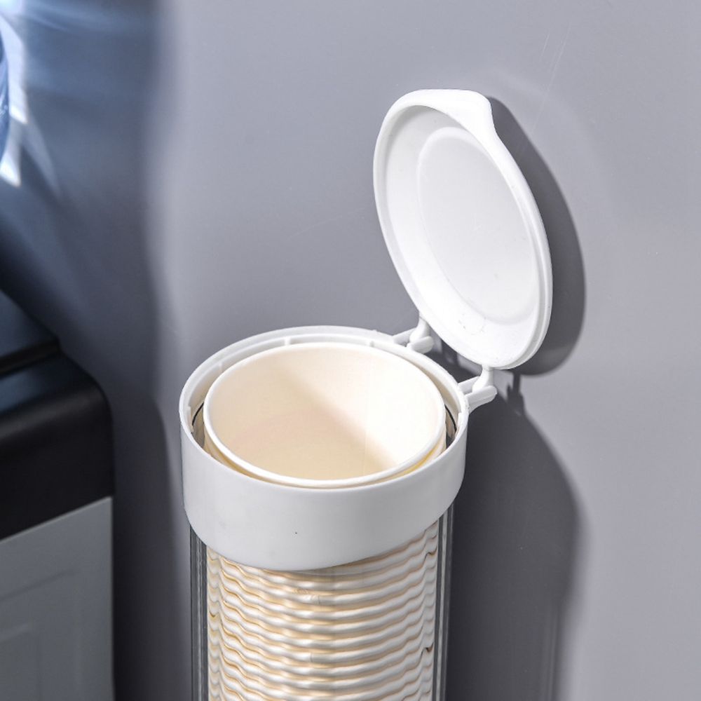 ELEVE Disposable Paper Cups Wall Mounted Dustproof Automatic Plastic Storage Rack Cup Dispenser Cup Remover Cup Holder