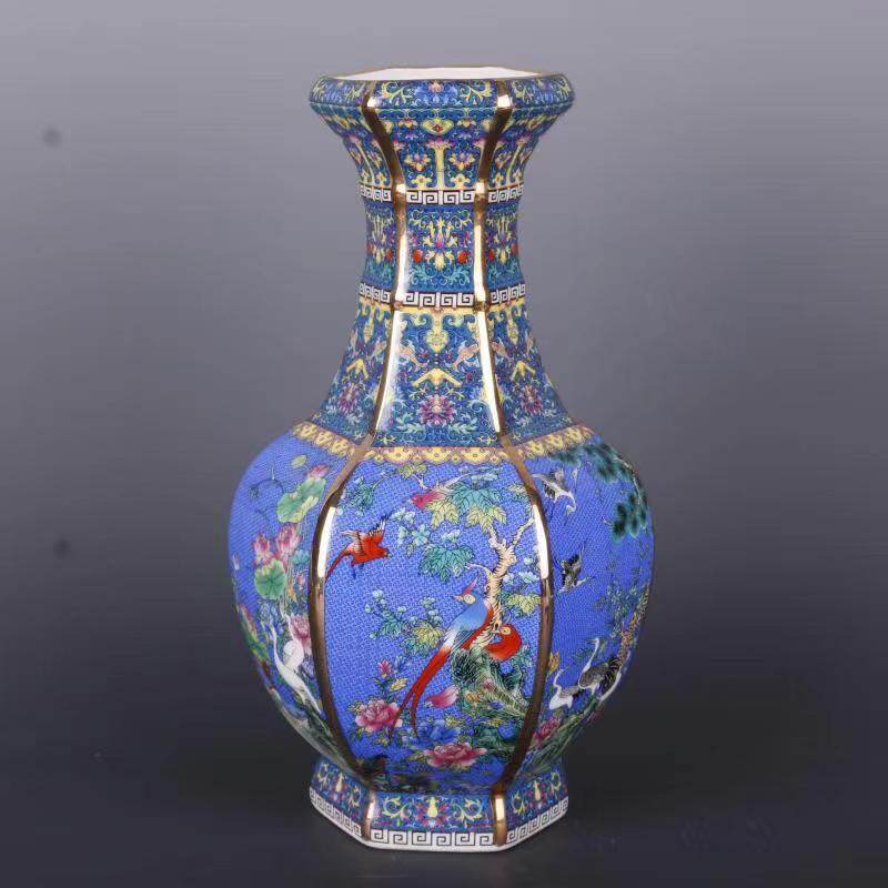 26CM Antique Ceramic Vase Royal Chinese Porcelain Vase Decorative Flower Ceramic Vase Ornaments Pot Jingdezhen Porcelain Vase Christmas Gift