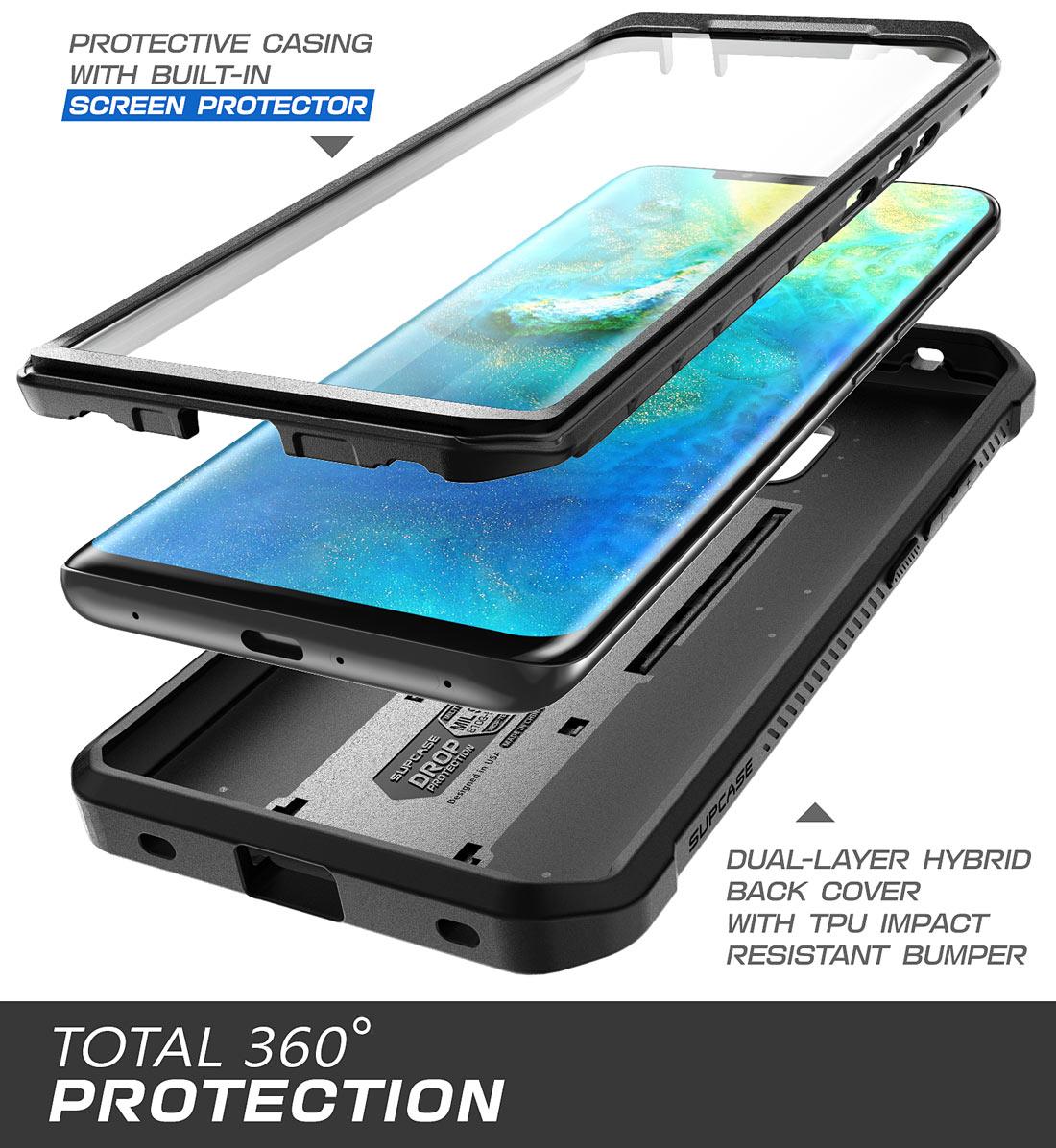 Ốp Cho Huawei Mate 20 Pro Vỏ Ốp Gồ Ghề Toàn Thân SUPCASE Với Bảo Vệ Màn Hình & Kẹp Bao Da