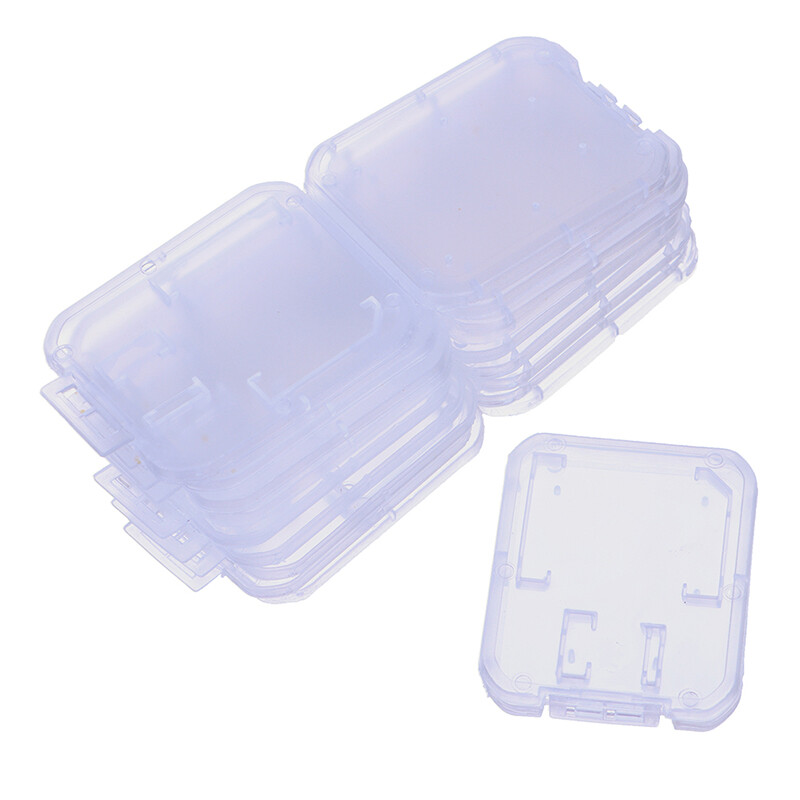 Huan 10Pcs Clear Plastic Memory Card Case Micro SD TF Card Storage Box Protection