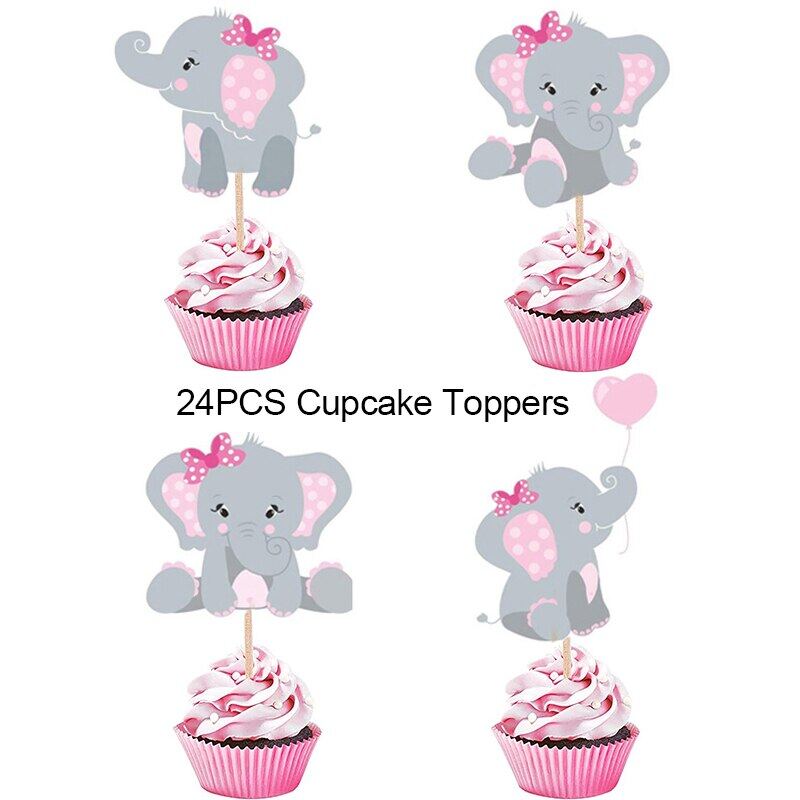 Pink elephant 2024 cupcake toppers