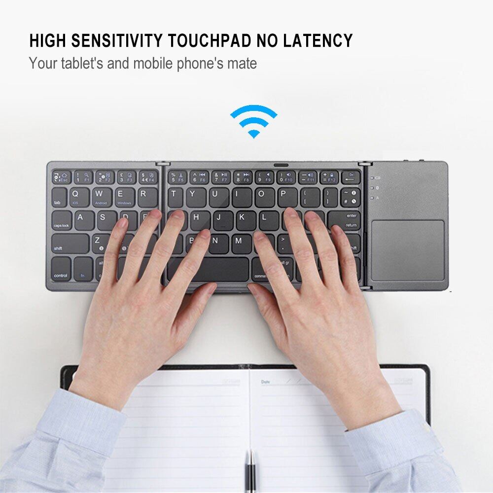 Folding Mini Wireless Bluetooth Keyboard English/N/Spanish/Arabic/Hebrew/Portugues With Touchpad For Windows, Andro, IOS