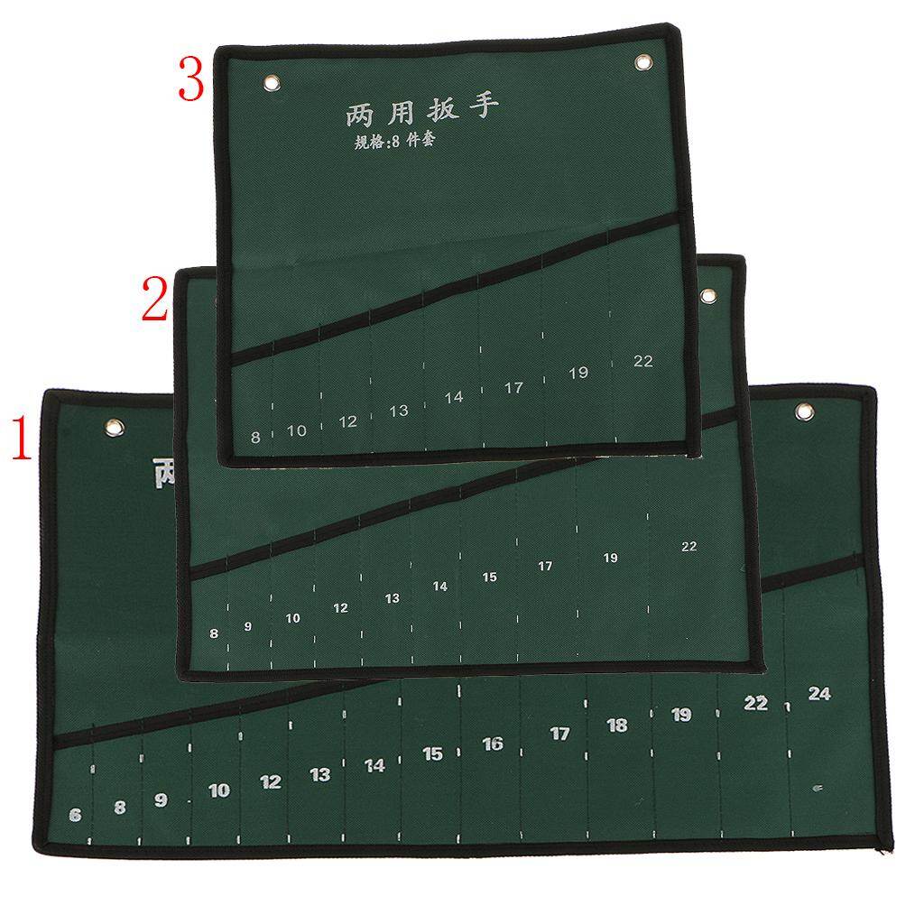 Baoblaze 14-Pocket Canvas Spanner Wrench Tool Roll Up Storage Bags Organizer Case