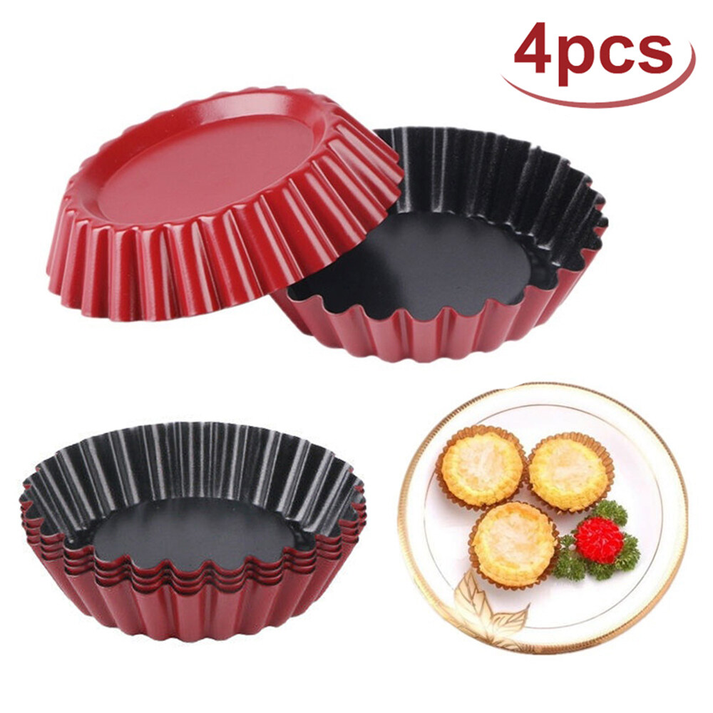 8Piece Nonstick Carbon Steel 4 Inch Shell Molds Mini Tart Pans Quiche