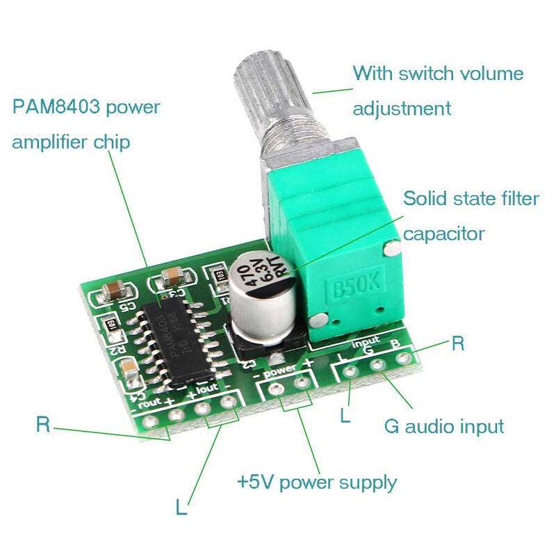 Scheda Mini Amplificatore PAM8403 DC 5V Scheda Amplificatore di Potenza Amplificatore Digitale Digitale con Potenziometro Alimentatore USB Scheda Mini Amplificatore PAM8403 DC 5V Scheda Amplificatore di Potenza Amplificatore Digitale Digitale con Potenziometro Alimentatore USB