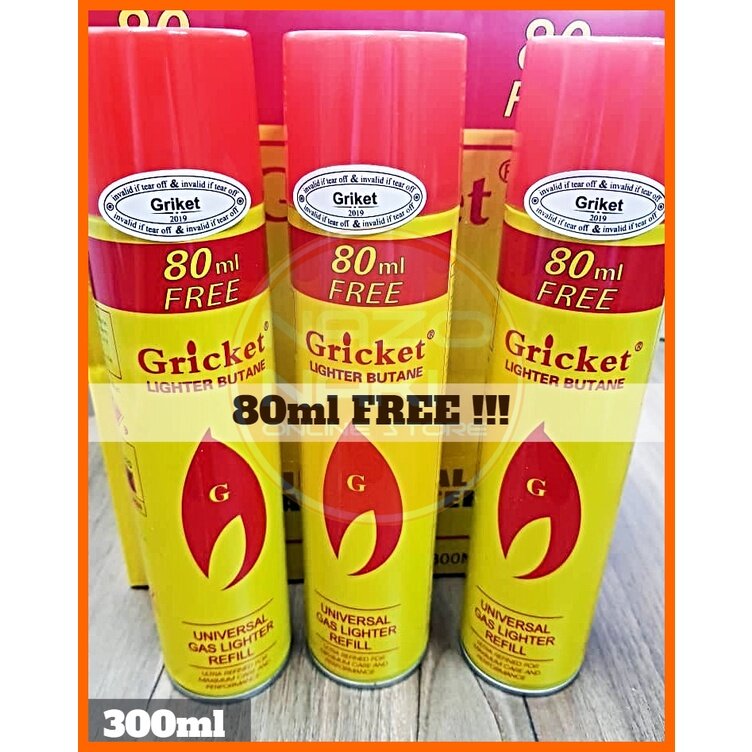 Universal Gas Lighter Refill 300ml Free 80ml or 180ml Gricket / Glictel Lighter Butane Gas Fuel