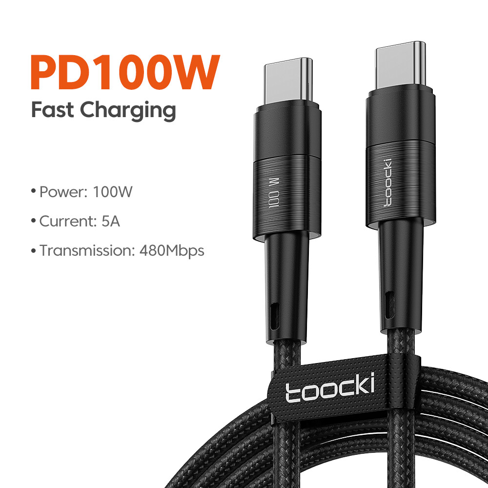 Toocki 60w 100w type c to type c cable pd fast charging charger cord tablet usb-c to usb-c cable wires for huawei xiaomi