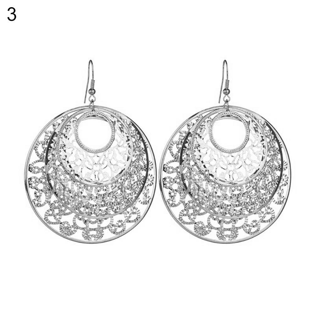 Gravitational wave Fashion Round Hollow Loop Flower Hook Earrings Ear Ring Women Girl Jewelry Gift