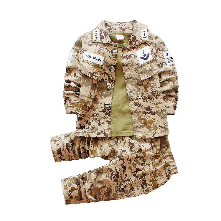 Song Joong Ki Kids Camouflage Army Uniform Kids Boys Clothing Set 3PCs Teenager Boys Jackets Cosplay Party Military Costumes