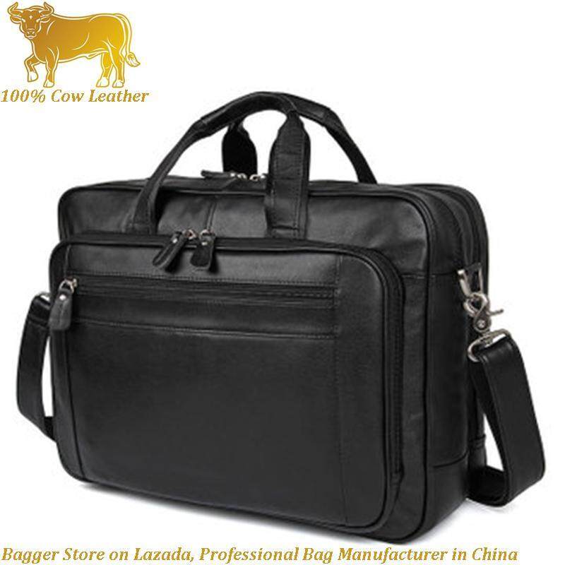New Cow Leather Cowhide European American Style Mens Business Briefcase Large Handbag 17 Inch Computer Bag Bags For Men