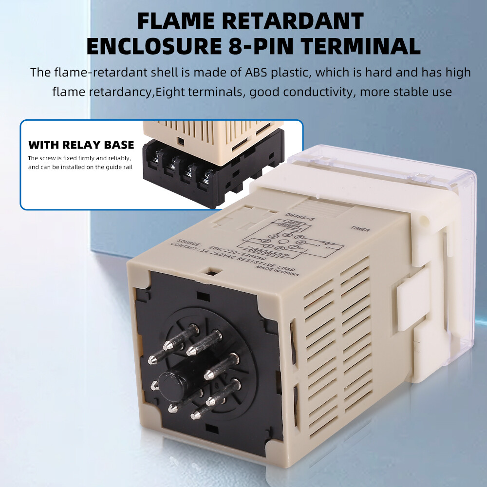 DH48S-S Rơ Le Thời Gian Trễ Kỹ Thuật Số Rơ Le Đôi Có Thể Lập Trình Rơ Le Thời Gian Lặp Lại Chu Kỳ, DC 12V 24V AC 110V 220V