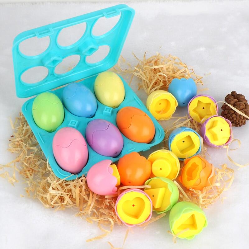 Baby Montessori Toys Egg Puzzle Games Kids Toys Color Shape Matching Eggs Educational Toys for Children 0-3 Years Old Boys Girls