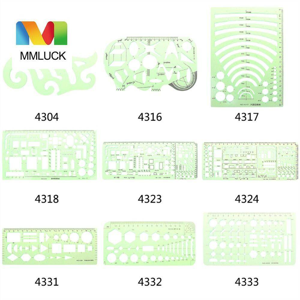 thước kẻ học sinh MMLUCK hình tròn hình bầu dục màu xanh nhựa trong suốt thước hình học thước kẻ Mẫu thước cong thước kẻ vẽ