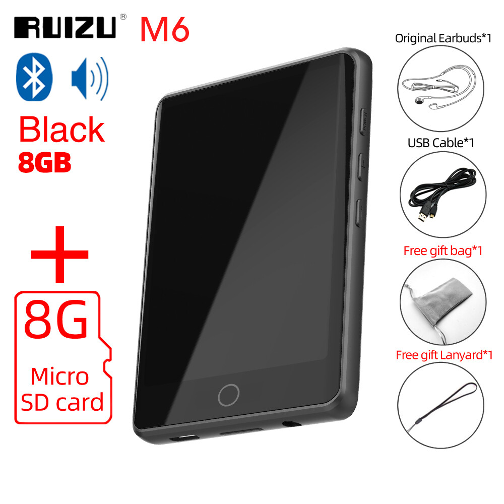 RUIZU M6 Bluetooth MP3 Player With Built in Speaker Music Player Touch Screen HD Video Player Portable MP4 Player Music Playing Device With FM Radio E-Book Voice Recording Pedometer Pictures Dictionary A-B Repeat OTG Download Support TF Card Up to 128GB