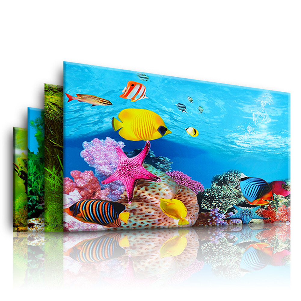 Aquarium Background Poster Ocean Self-adhesive Fish Tank Backdrop Sticker Decor