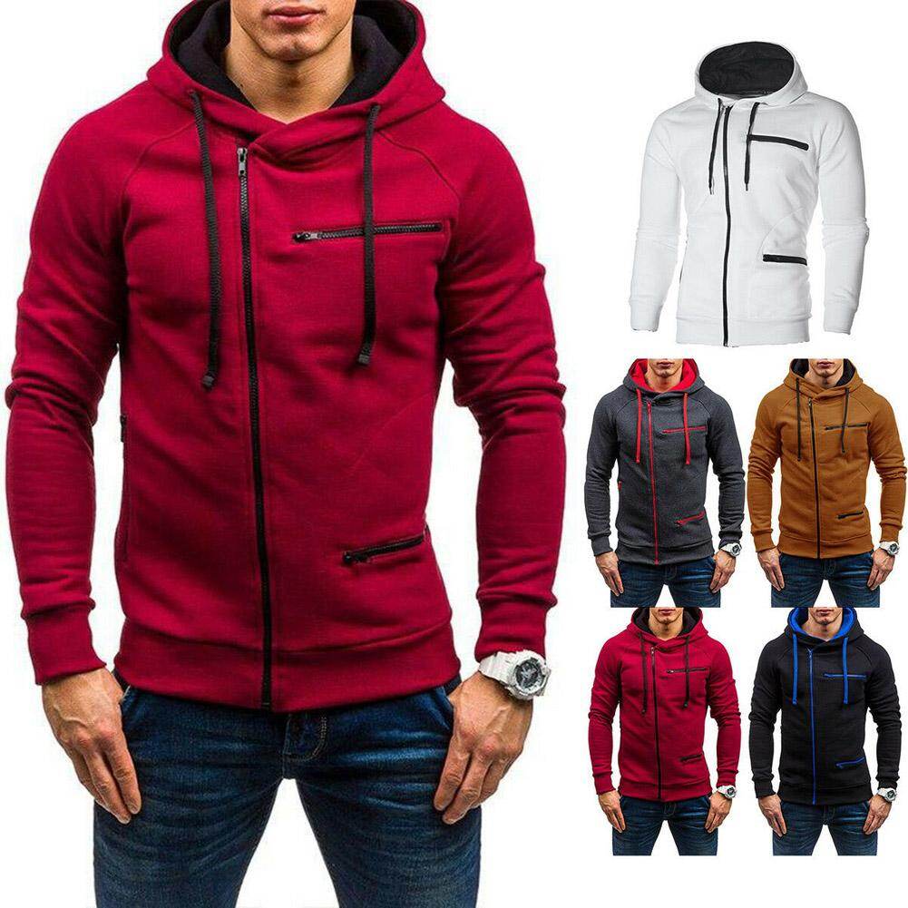 Happybuyner Men's Warm Hoodie Sweatshirt Men Hooded Sports Jacket Coat Outwear Jumper Winter Zip Hoodies Men's Sportswear