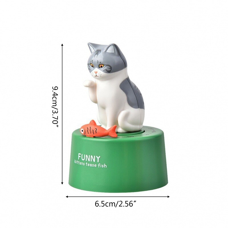 Mechanical for Cat Kitchen Timers 60-Minute Wind Up Dial Rotating Countdown Egg Timer Loud Ring Cute Cooking for Time Ma