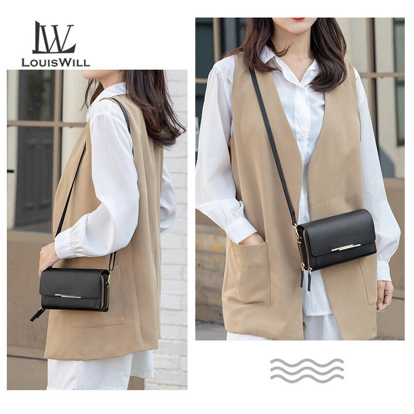 LouisWill Women Bags Large-capacity Adjustable Double Zips Layers Multi-function Shoulder Bag Women Fashion Messenger Bag Purse Card Holder Square Bag Cloth Pattern Flap snap closure Mini Cross Body Bag