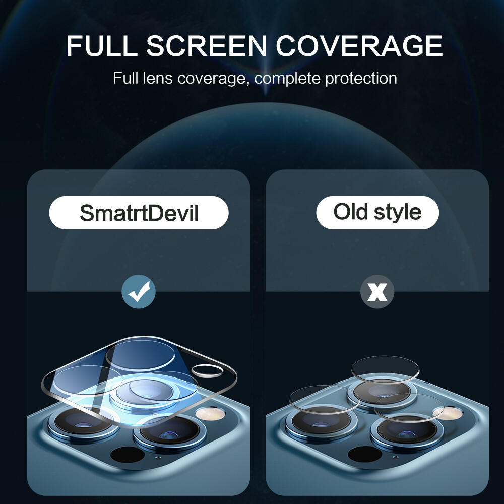 SmartDevil Ống Kính Toàn Màn Hình Kính Cường Lực Cho iPhone 17 Pro max iPhone 16 Pro Max iPhone 15 Pro max iPhone 14 Pro Max iPhone 13 Pro max 17 air 12 Pro max 11 Pro max 16 Plus 16e Điện Thoại Di Động Ống Kính Bảo Vệ Phim Chống Trầy Xước Và Ống Kính Kim