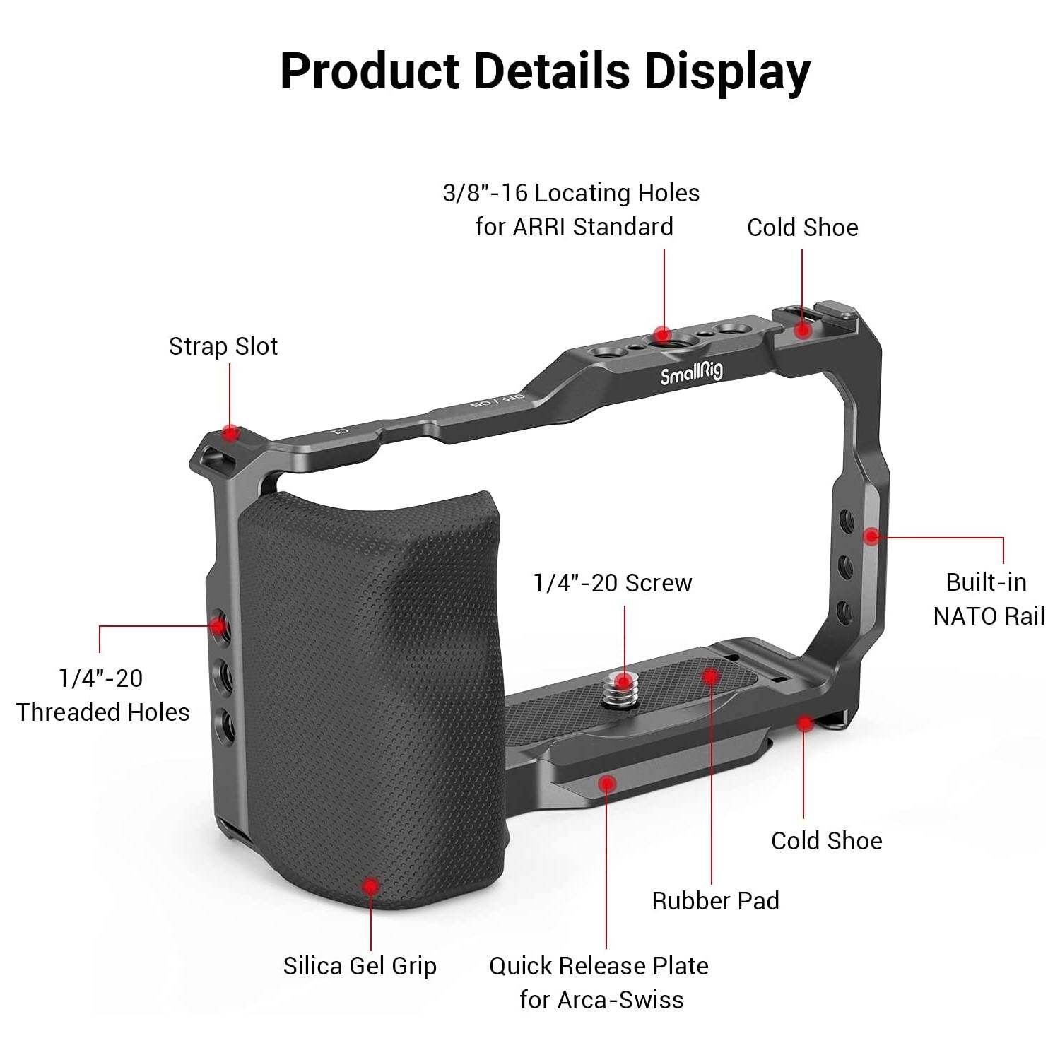 SmallRig ZV E10 Cage with Silicone Handle Grip for Sony ZV-E10 3538B
