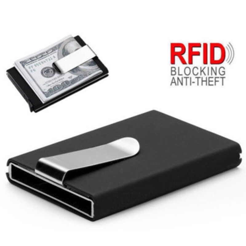 RFID pop-up fashion credit card case card holder, mini ultra-thin clutch aluminum alloy suitcase, portable multi-function credit card holder, is the perfect gift to protect your lover (with box)