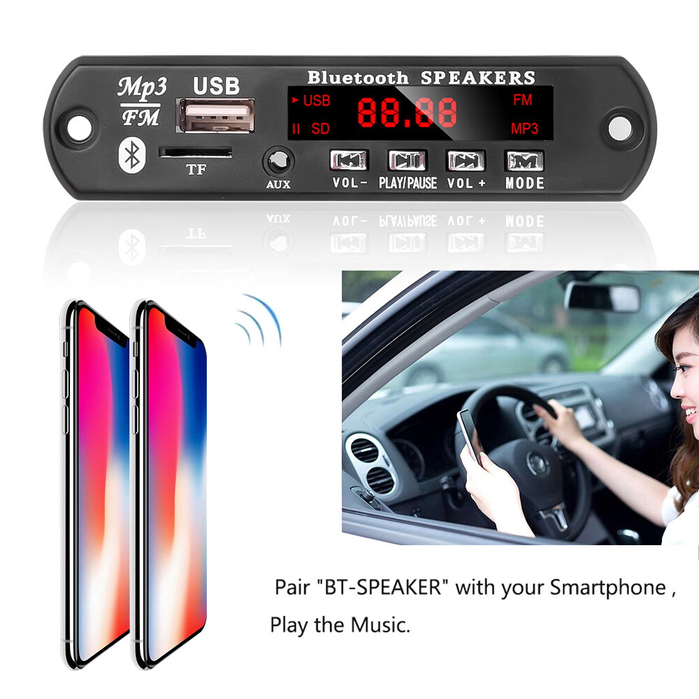 KEBIDU Bo Mạch Giải Mã Bluetooth 5.0 DC 12V Máy Phát Âm Thanh MP3 WMA Không Dây Hỗ Trợ Ghi Âm FM TF Radio Mô-đun Giải Mã Đầu Vào Đầu Vào AUX