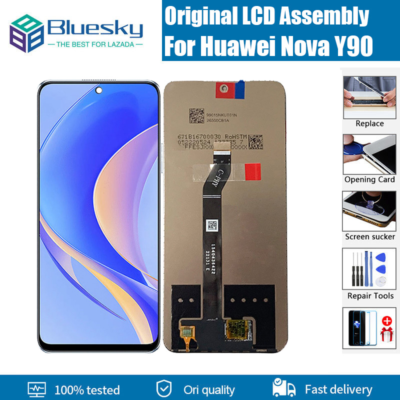 Bluesky 100% Original New For Huawei Nova Y90 LCD CTR-LX2 Display Screen Frame+Touch Panel Digitizer Replacement Repair Spare Parts