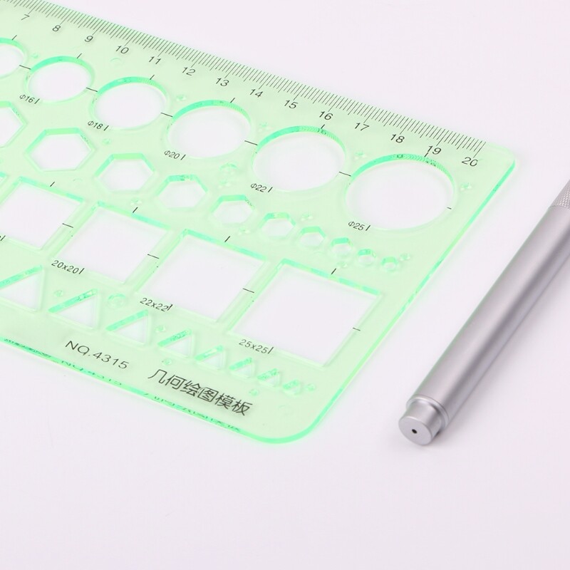 Geometric Plastic Circles Squares Hexagons Triangle Template Ruler Drawing Tool
