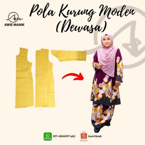 Pola Baju Kurung Moden Awie Manik / Pola Kurung Moden Princess Cut Pola ...