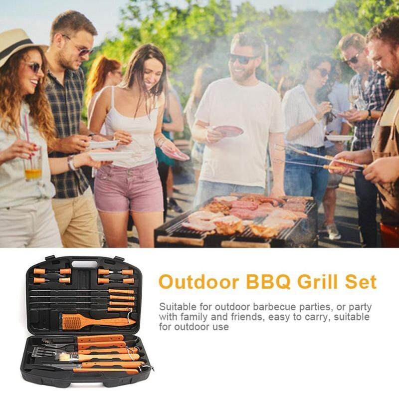 Rodeal 19pcs BBQ Tool Set, Outdoor Multi-Functional Stainless Steel Bakeware with Plastic Box