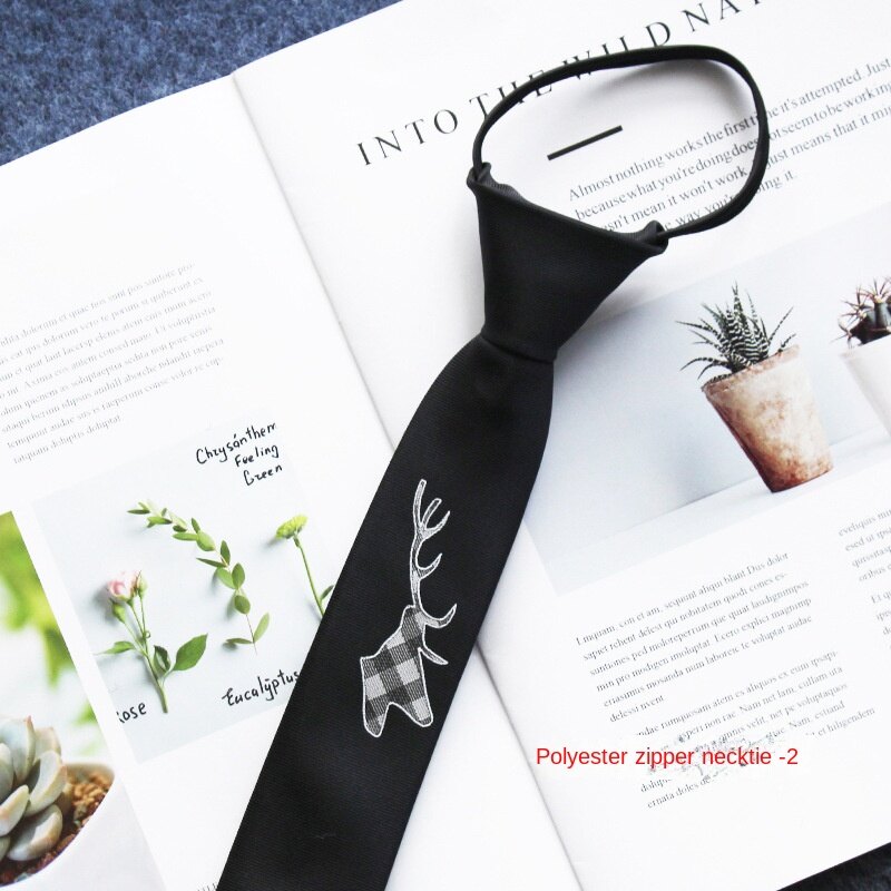 2022 Polyester Zipper Lazy Tie LOGO Printed Mark Tie
