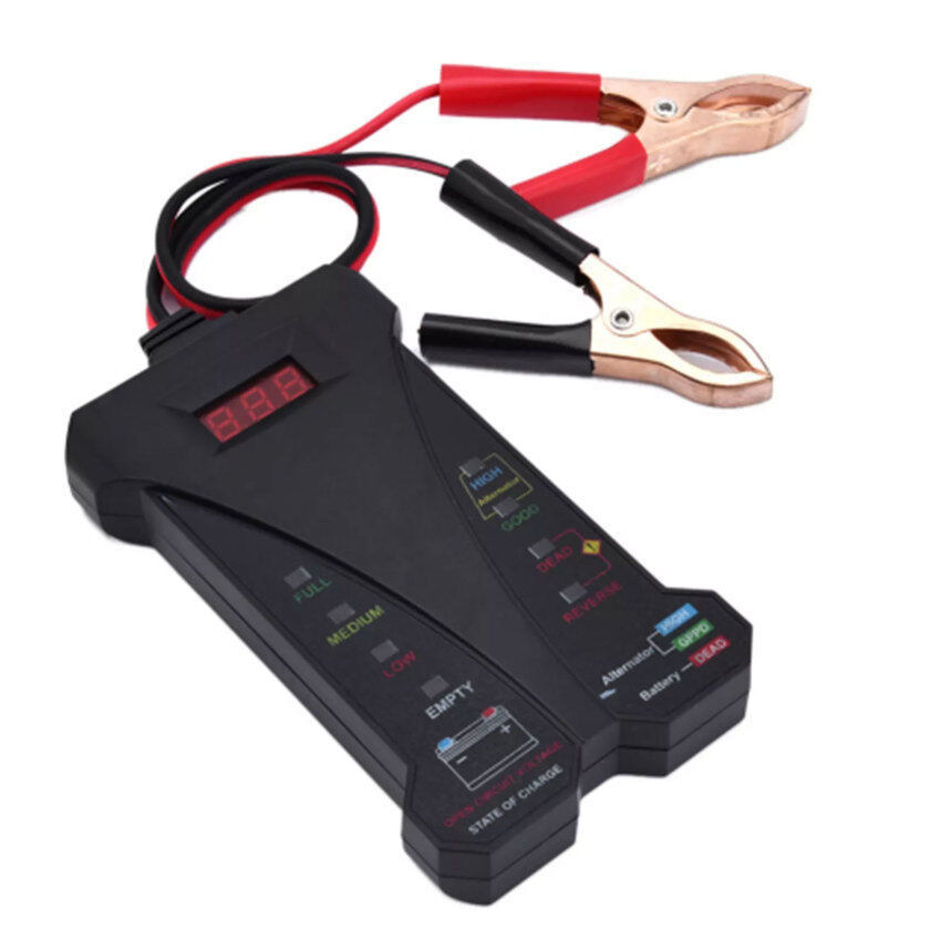 12V Digital Display Battery Alternator Tester Display Volt Check Car Motorcycle Tool Voltmeter and Charging Test System Analyzer Diagnostic Tool