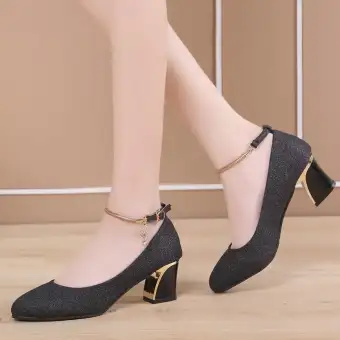 Foctroes Women S Fashion Solid Round Toe Chunky Heels Wedding Work