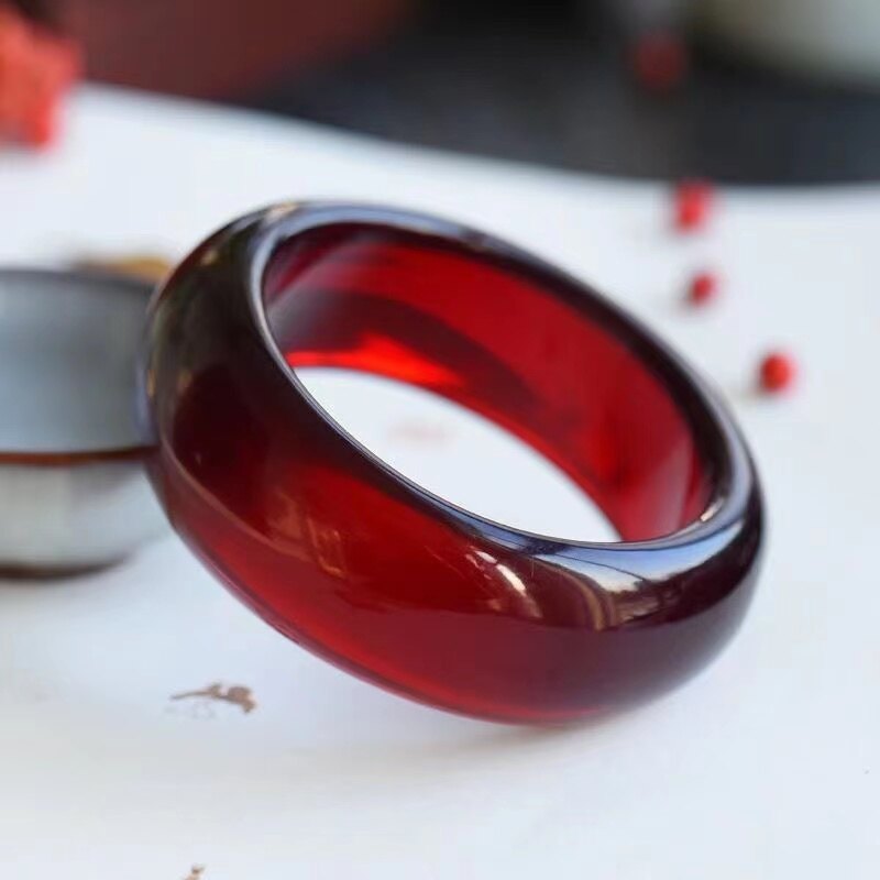 Blood Amber Widened Bracelet Honey Wax Amber Bracelet Red Blood Pearl Bangle