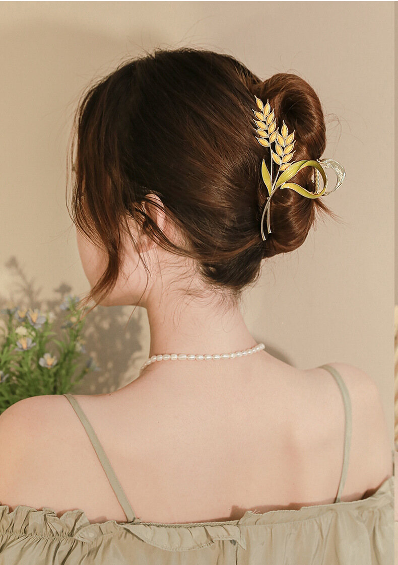 Kẹp Tóc Tai Lúa Mì Cho Nữ Kẹp Tóc Lúa Mì Kẹp Tóc Sau Đầu Kẹp Tóc Cá Mập Lớn Thanh Lịch Mùa Hè Phụ Kiện Tóc/Thời Trang